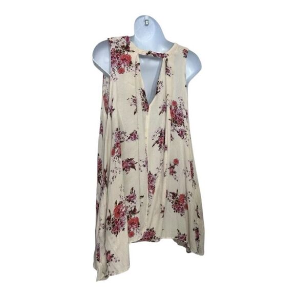 Free People Tunic Women Size XS Tree Swing Beige Purple Floral Rank Top Boho - Picture 11 of 12